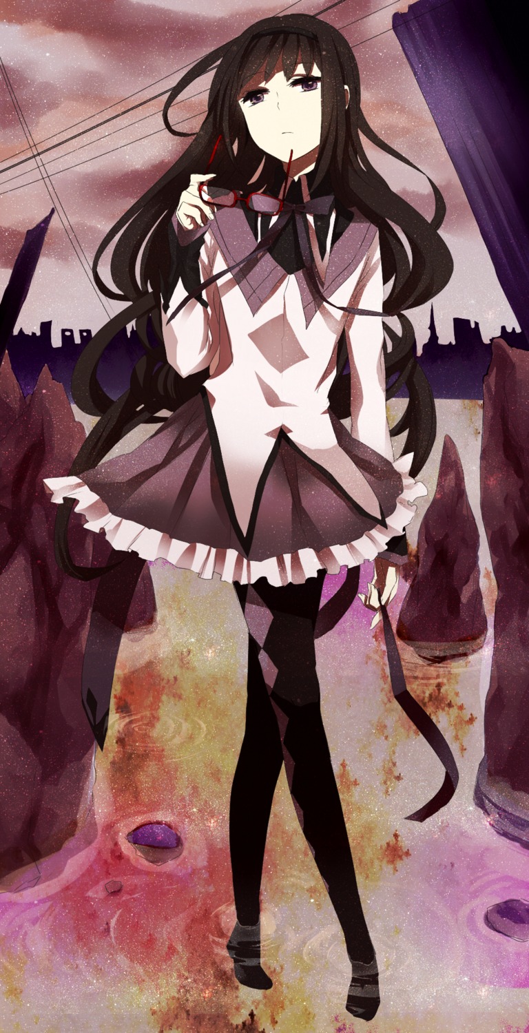 akemi_homura, kyama, mahou_shoujo_madoka_magica, megane, pantyhose