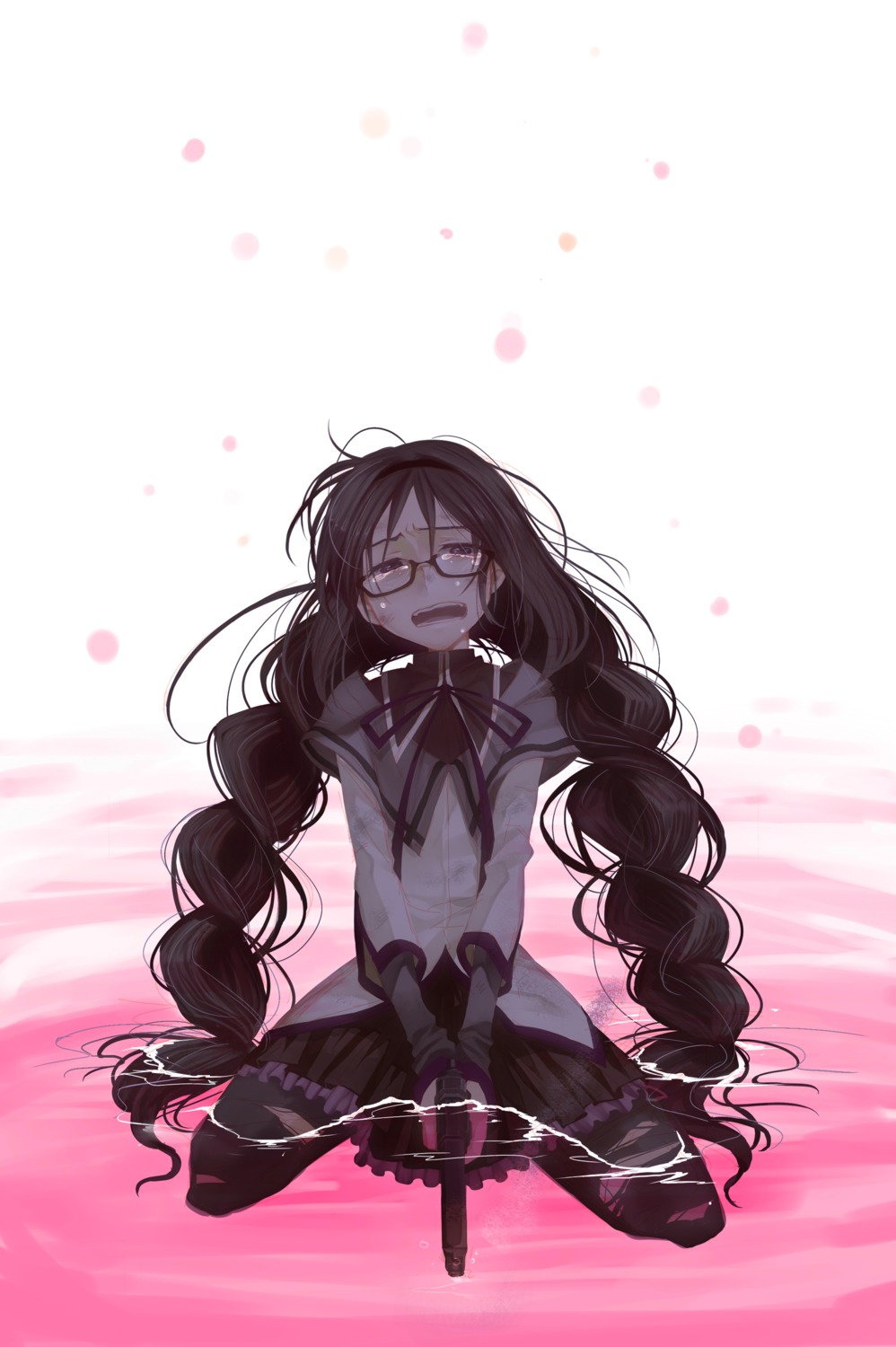akemi_homura, doku_ta_pepperko, gun, mahou_shoujo_madoka_magica, megane, pantyhose
