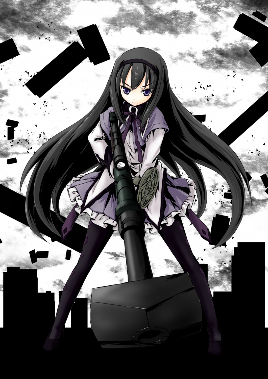 akemi_homura, gun, itsuku, mahou_shoujo_madoka_magica, pantyhose