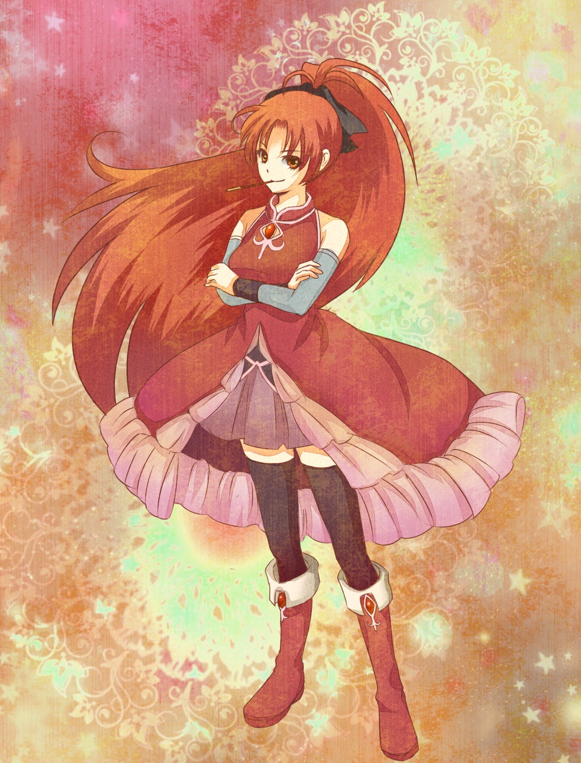 mahou_shoujo_madoka_magica, micho, sakura_kyouko, thighhighs