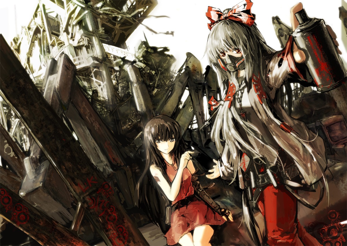 fujiwara_no_mokou, houraisan_kaguya, lowlight_kirilenko, touhou