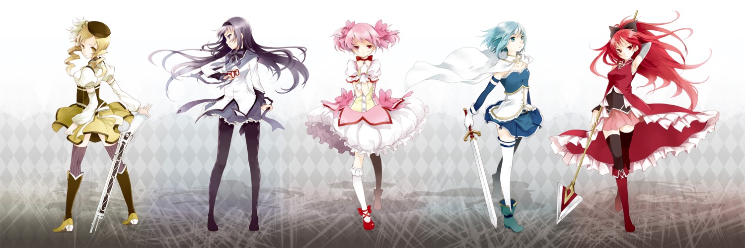 akemi_homura, kaedena_akino, kaname_madoka, mahou_shoujo_madoka_magica, miki_sayaka, pantyhose, sakura_kyouko, thighhighs