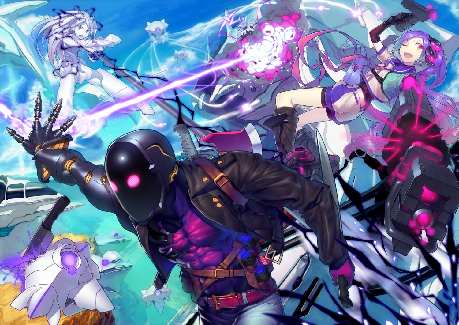 armor, gun, mckeee, mecha, mecha_musume, sword