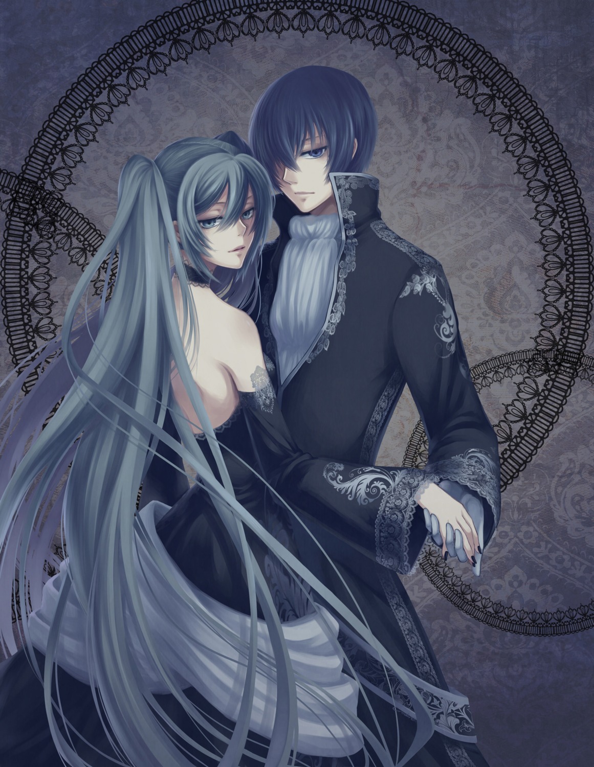 cantarella_(vocaloid), crodire, dress, hatsune_miku, kaito, vocaloid