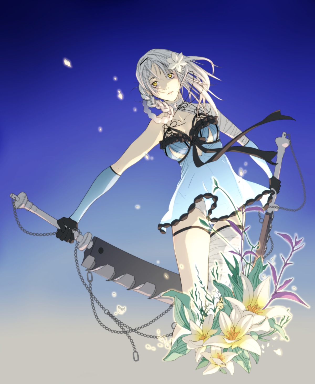 aiura_haruichi, bandages, kaine_(nier), nier, nier_(character), nier_replicant, pantsu, sword