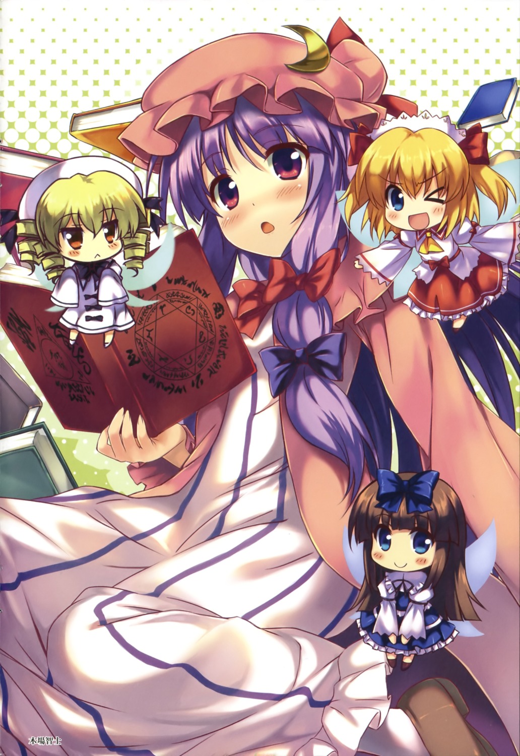 chibi, kiba_satoshi, luna_child, patchouli_knowledge, star_sapphire, sunny_milk, touhou