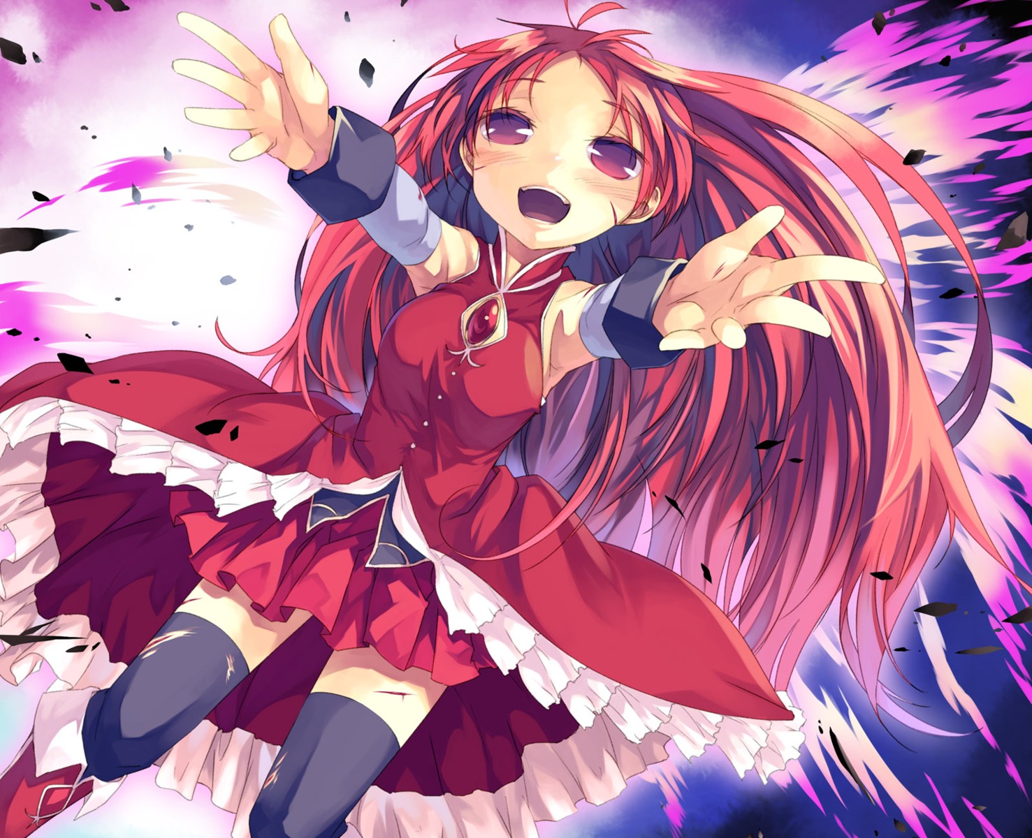 mahou_shoujo_madoka_magica, mikage_sekizai, sakura_kyouko, thighhighs