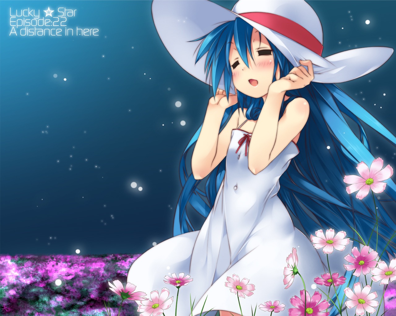 dress, izumi_kanata, lucky_star, mizuki_makoto, summer_dress, wallpaper