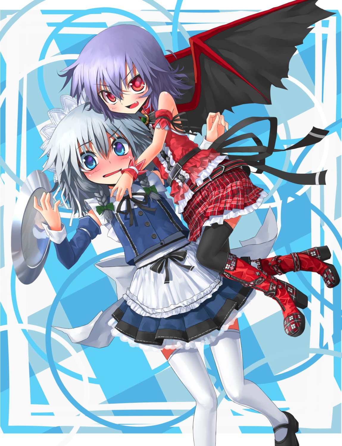 gothic_lolita, heels, izayoi_sakuya, lolita_fashion, maid, patricia, remilia_scarlet, thighhighs