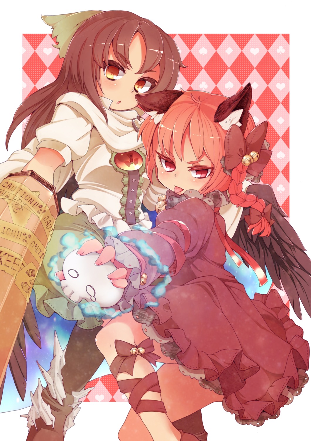 animal_ears, kaenbyou_rin, reiuji_utsuho, sacha, touhou