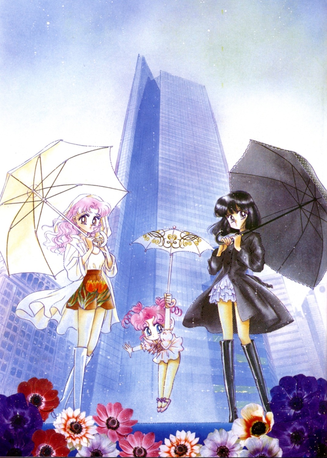 bishoujo_senshi_sailor_moon, chibichibi, chibiusa, takeuchi_naoko, tomoe_hotaru, umbrella