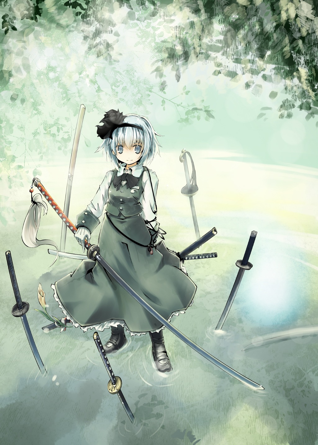 konpaku_youmu, nanaroku, sword, touhou