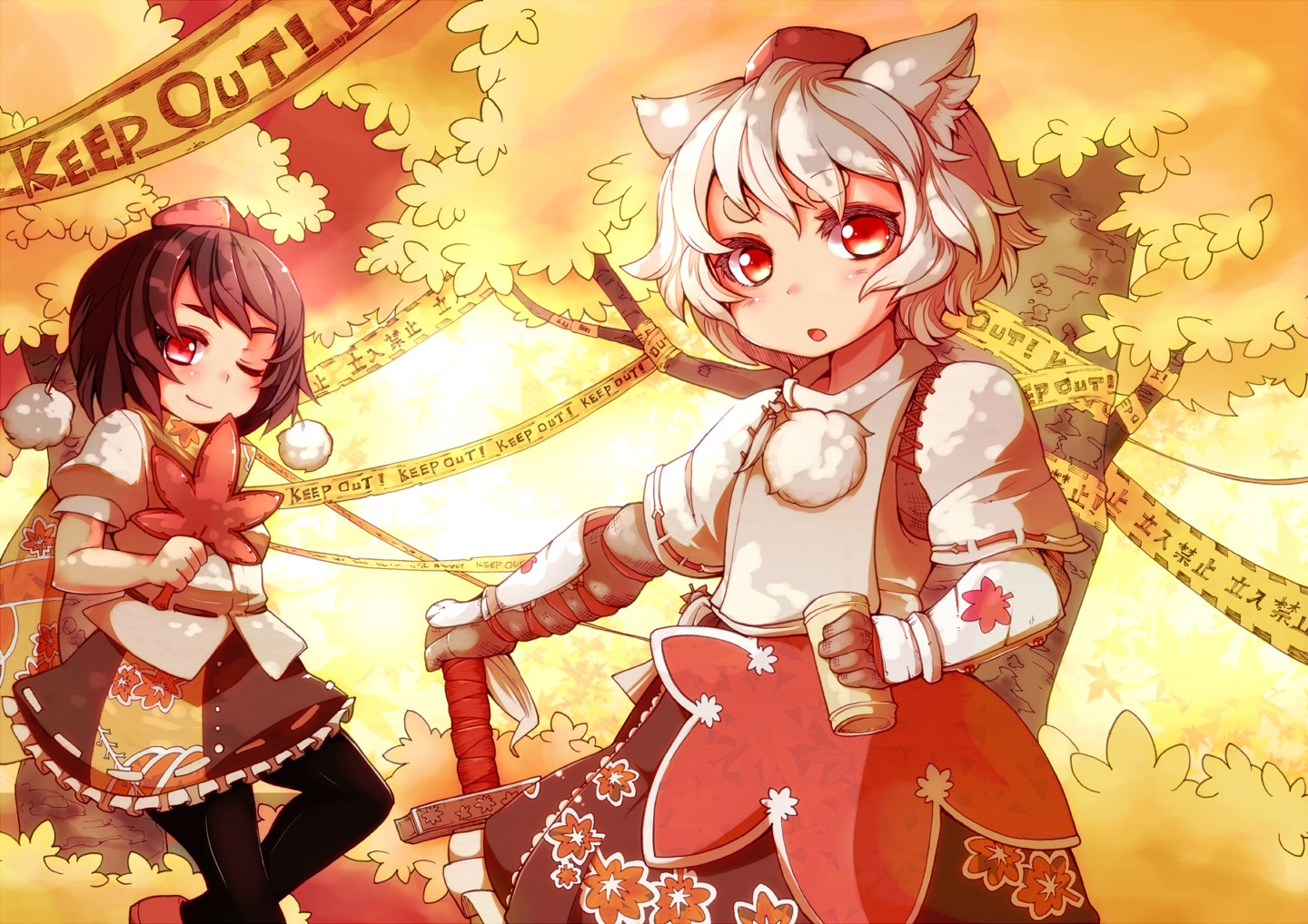 animal_ears, inubashiri_momiji, sacha, shameimaru_aya, touhou
