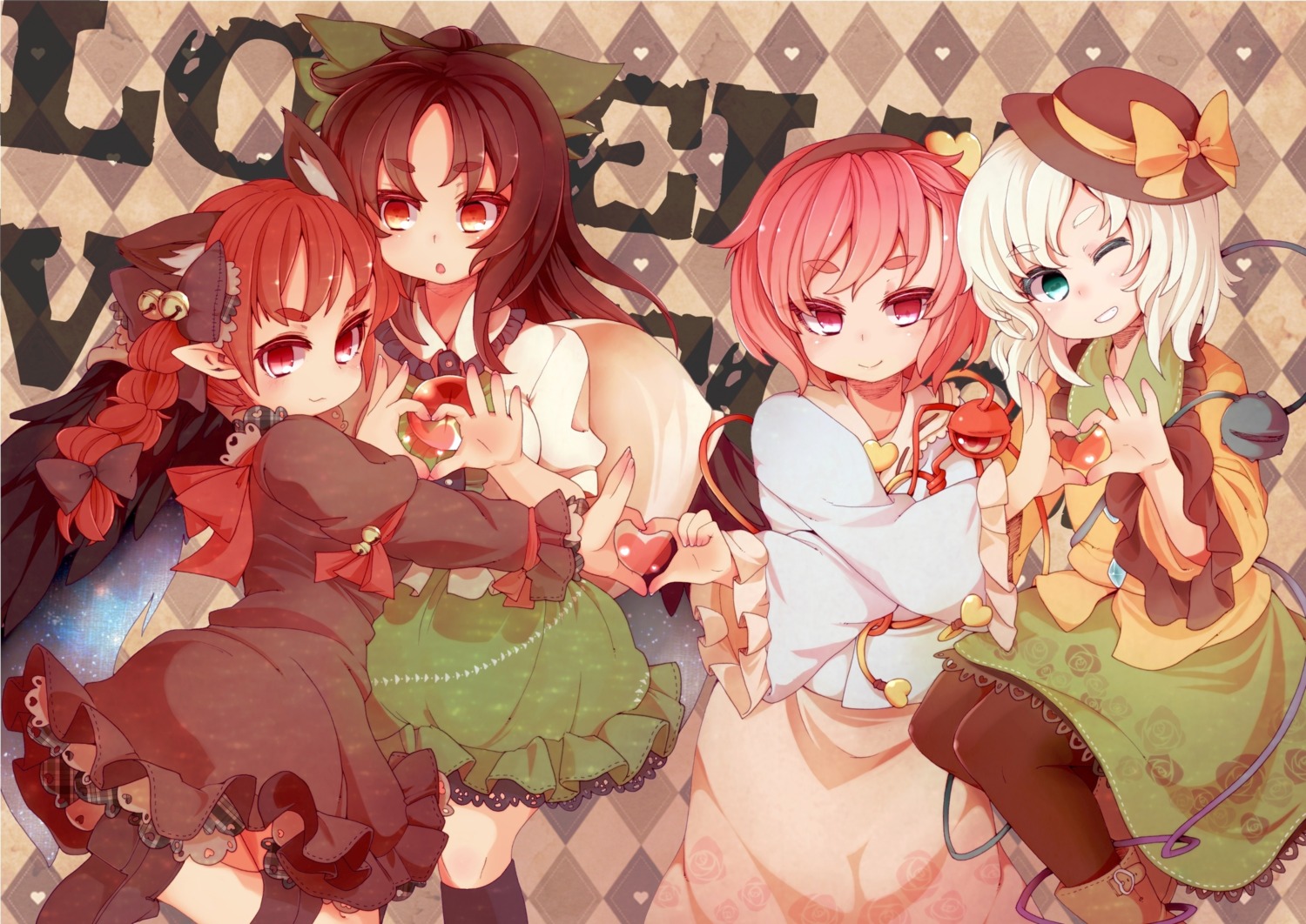 animal_ears, kaenbyou_rin, komeiji_koishi, komeiji_satori, pantyhose, reiuji_utsuho, sacha, touhou