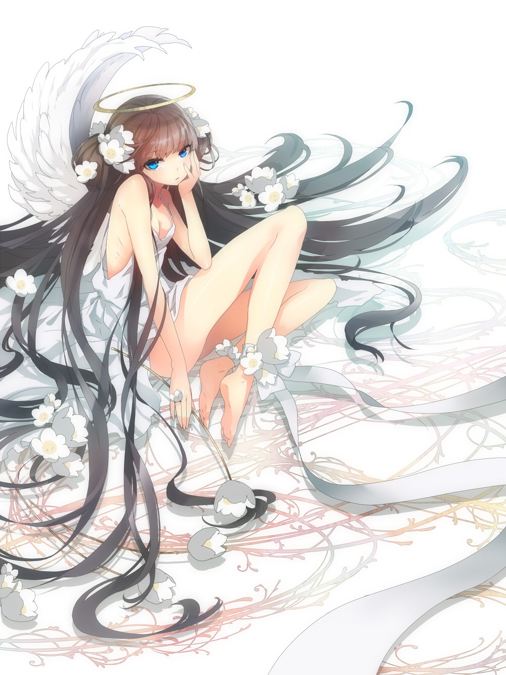 angel, dress, wings, zerokichi