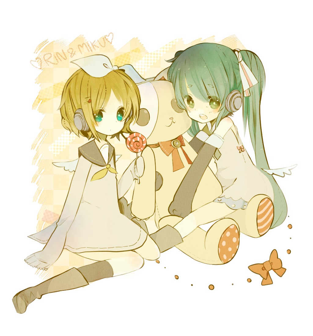 hatsune_miku, kagamine_rin, purinto, vocaloid