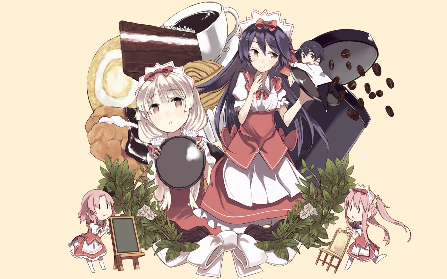 cafe_sourire, cuffs, dress, maid, mizushima_kasumi, mizushima_serika, nishimura_shinichi, ogiwara_kyouko