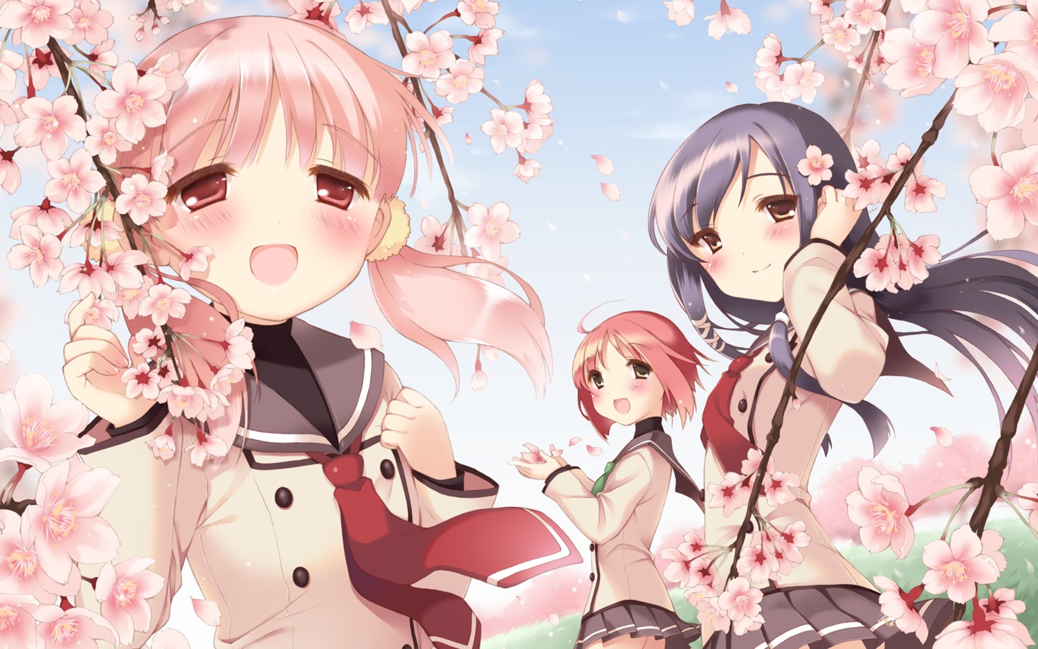 akino_momiji, kiriyama_sakura, pan, sakura_musubi, seifuku, sera_karen, wallpaper