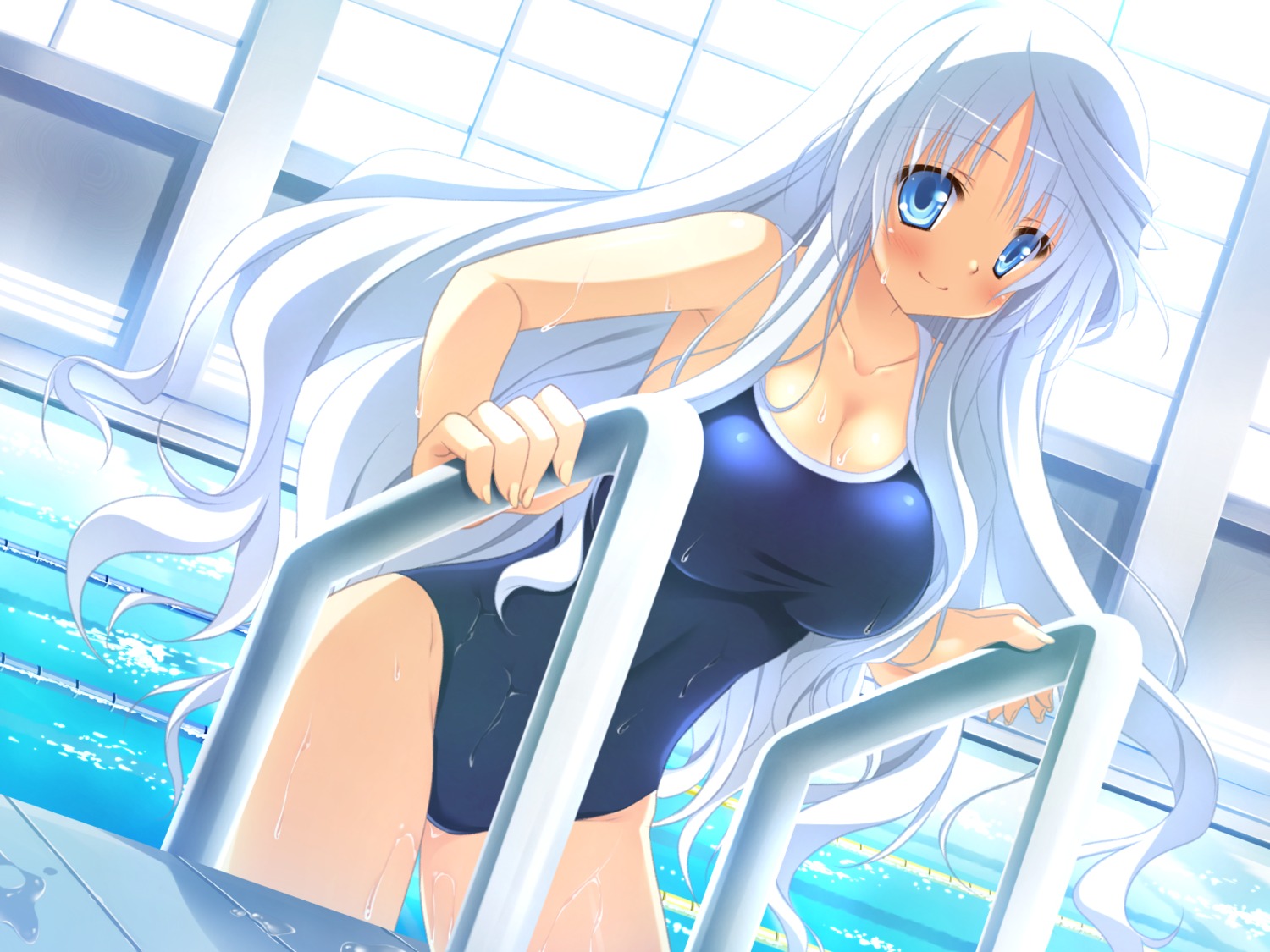 alcot, cleavage, game_cg, nimura_yuuji, oni_gokko, saionji_otome, swimsuits, wet