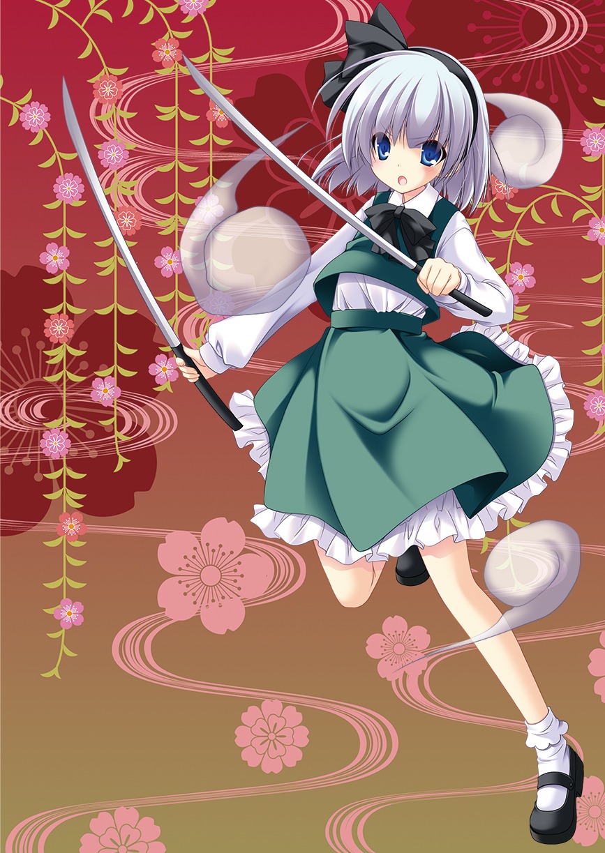 konpaku_youmu, ogawa_shizuka, sword, touhou