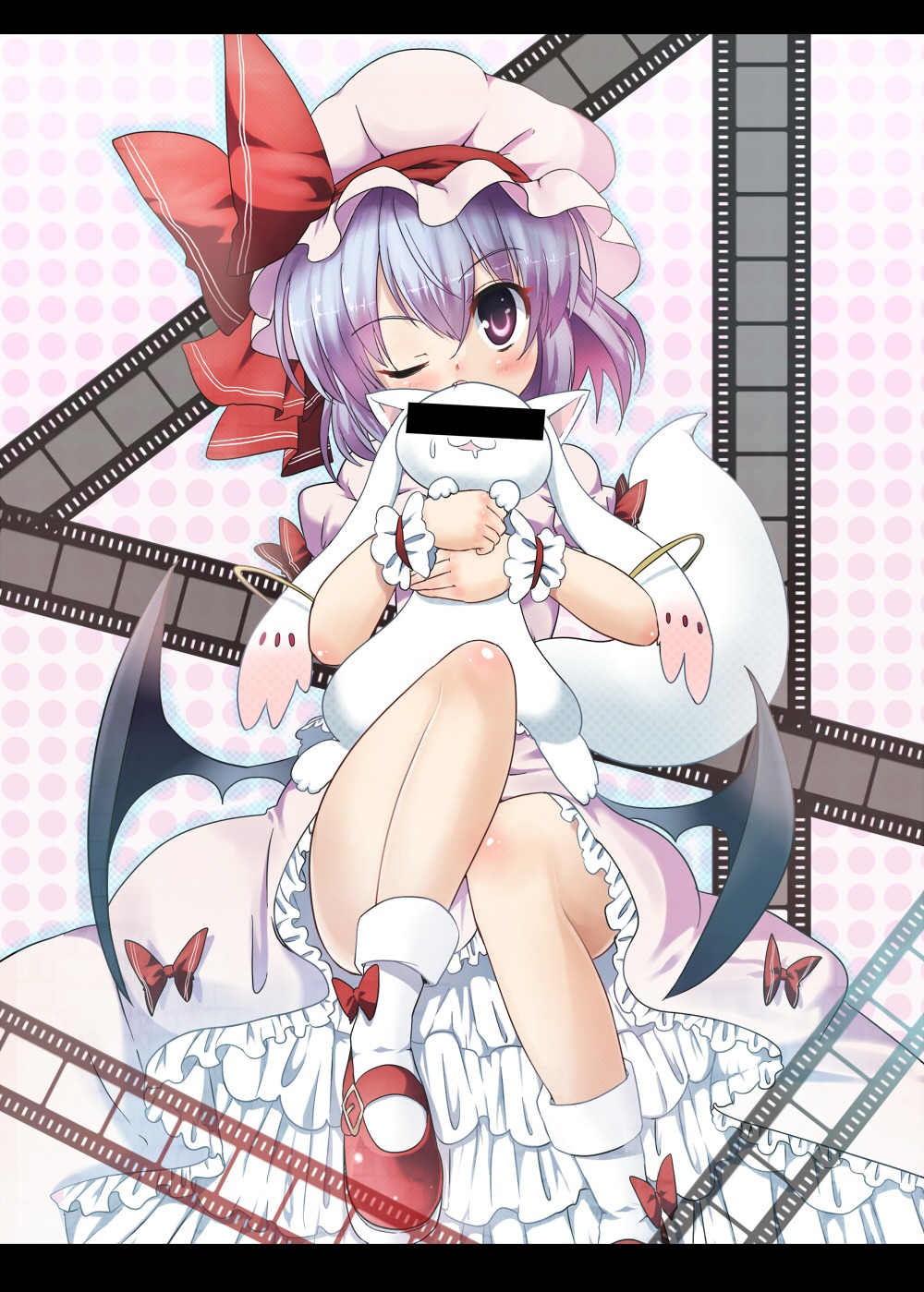 crossover, dress, kyubey, lolita_fashion, mahou_shoujo_madoka_magica, remilia_scarlet, sumisu_(mondo), touhou