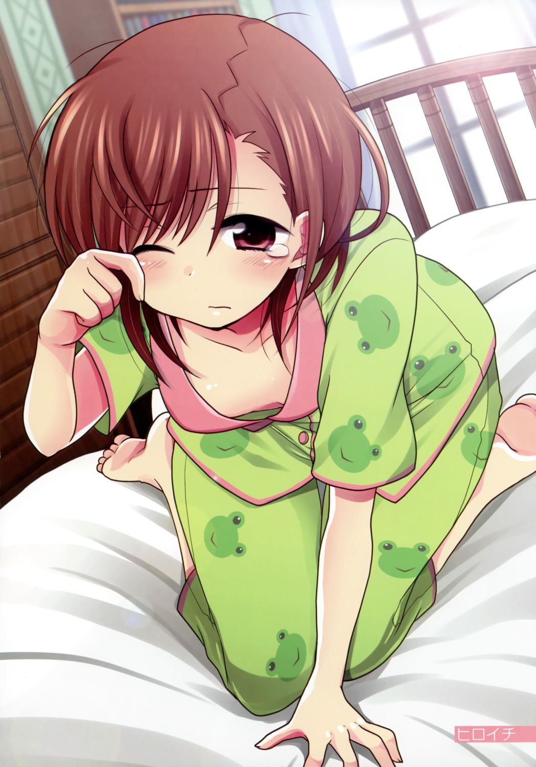 cleavage, hiroichi, misaka_mikoto, pajama, toaru_kagaku_no_railgun, toaru_majutsu_no_index
