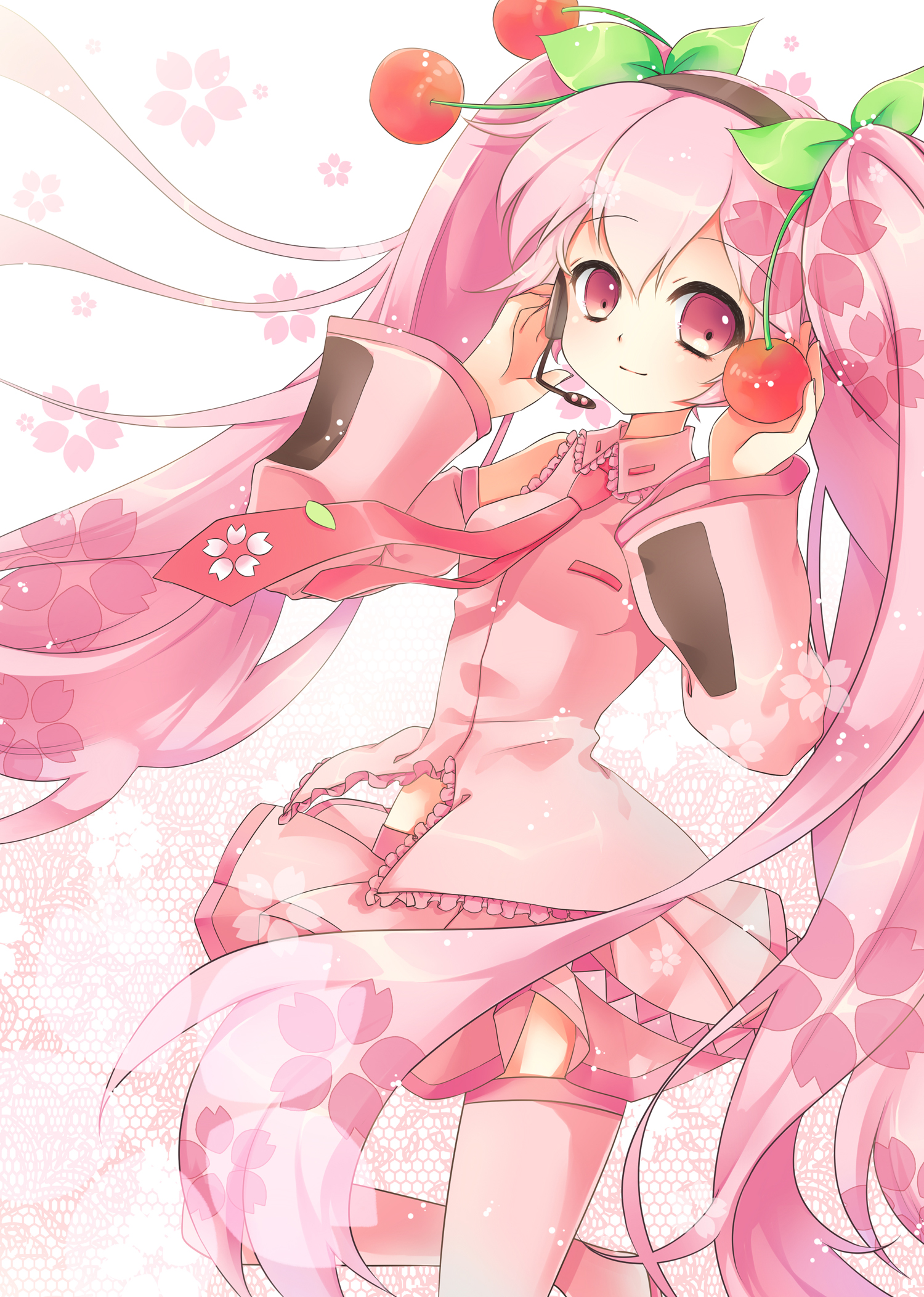 akara, hatsune_miku, sakura_miku, thighhighs, vocaloid