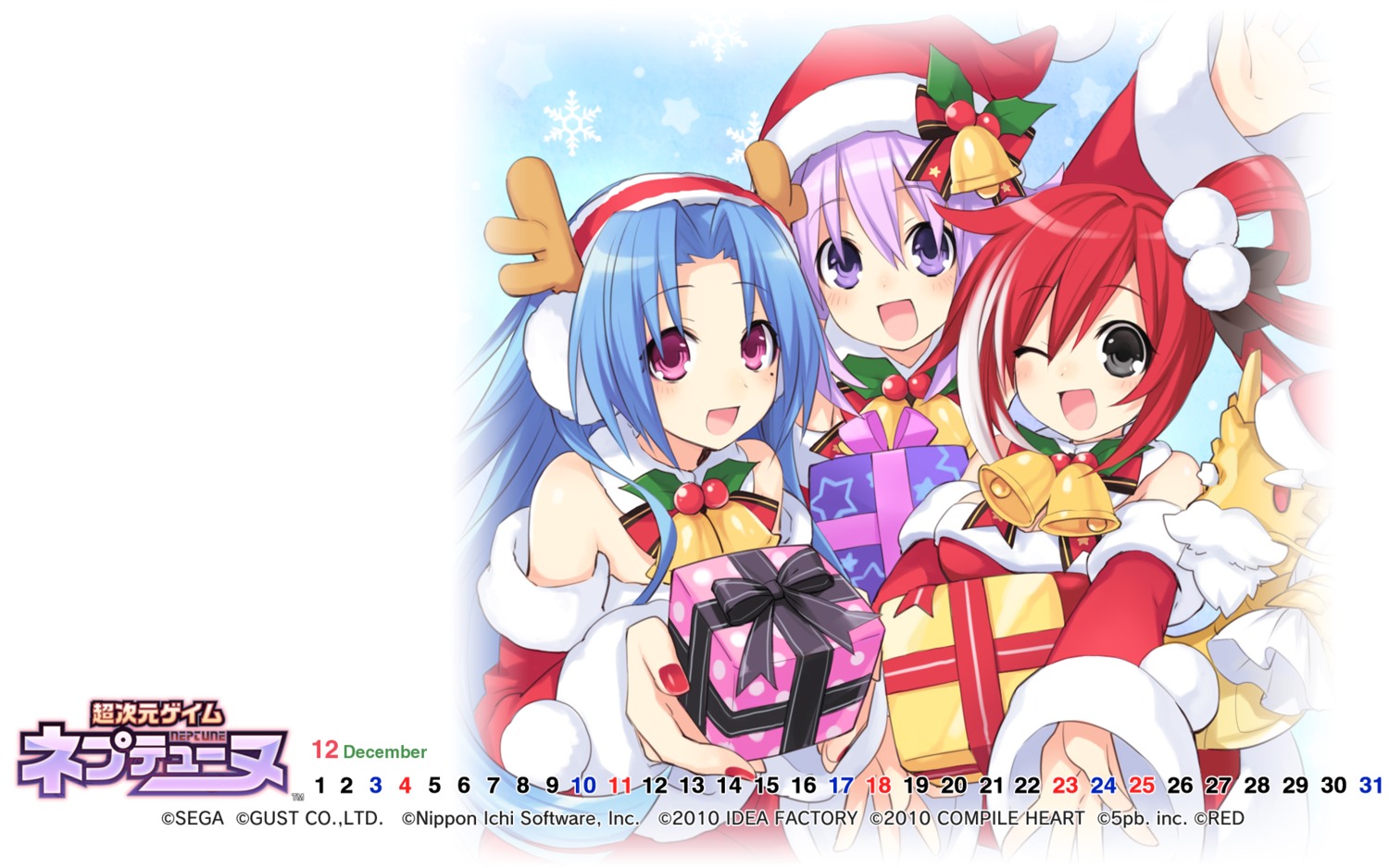 5pb._(choujigen_game_neptune), calendar, choujigen_game_neptune, christmas, compile_heart, neptune, red_(choujigen_game_neptune), tsunako