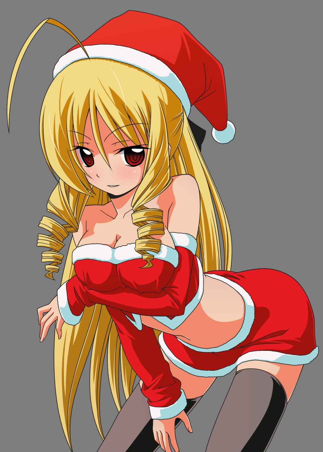 breast_hold, christmas, hayate_no_gotoku, tennousu_athena, thighhighs, transparent_png, vector_trace