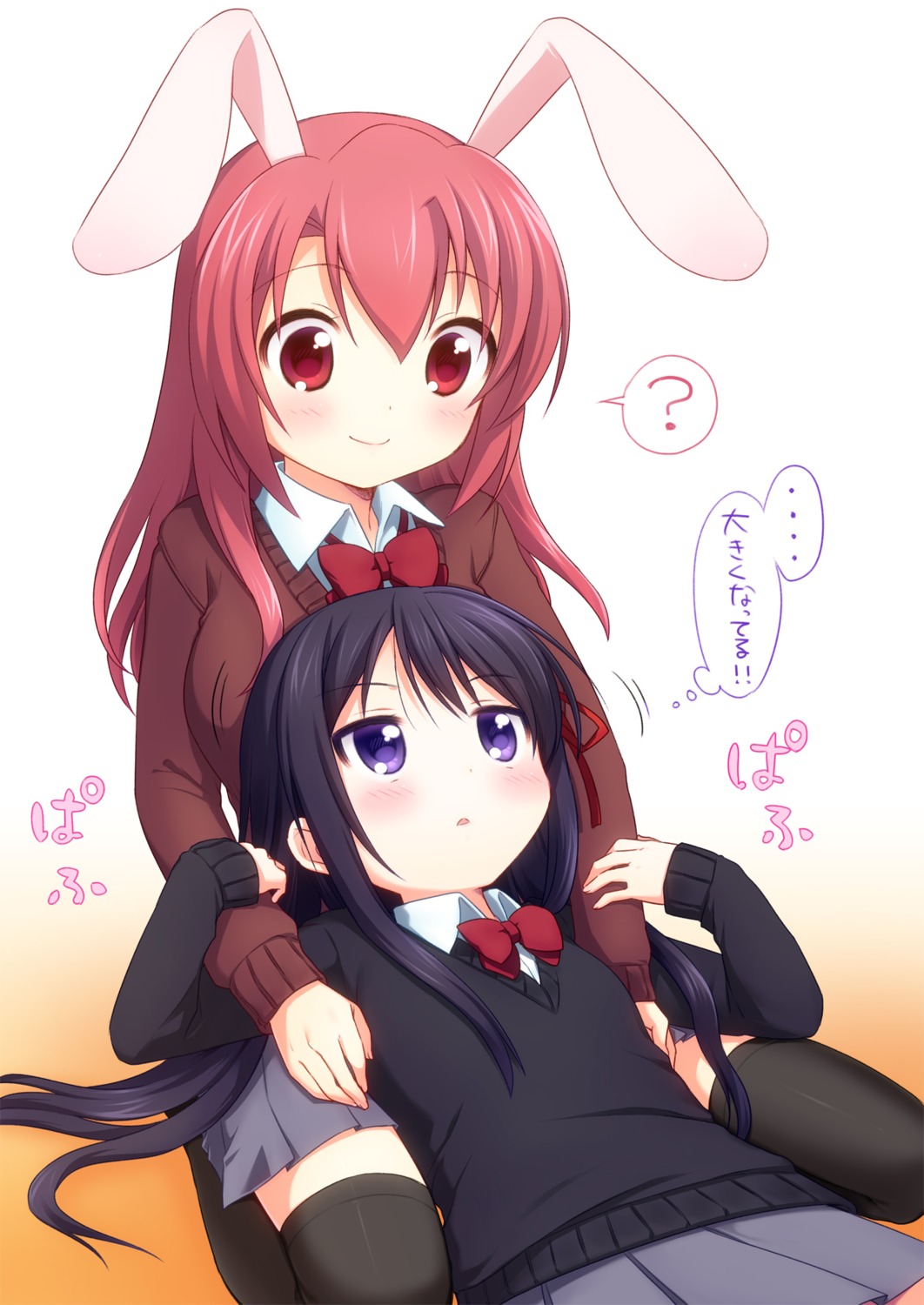 animal_ears, bunny_ears, sakura_(mani), seifuku, thighhighs, usashiro_mani