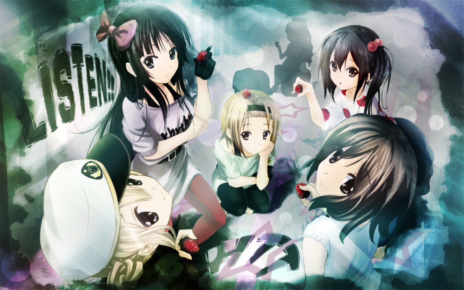 akiyama_mio, hirasawa_yui, k-on!, kotobuki_tsumugi, nakano_azusa, nisson, pantyhose, tainaka_ritsu, wallpaper