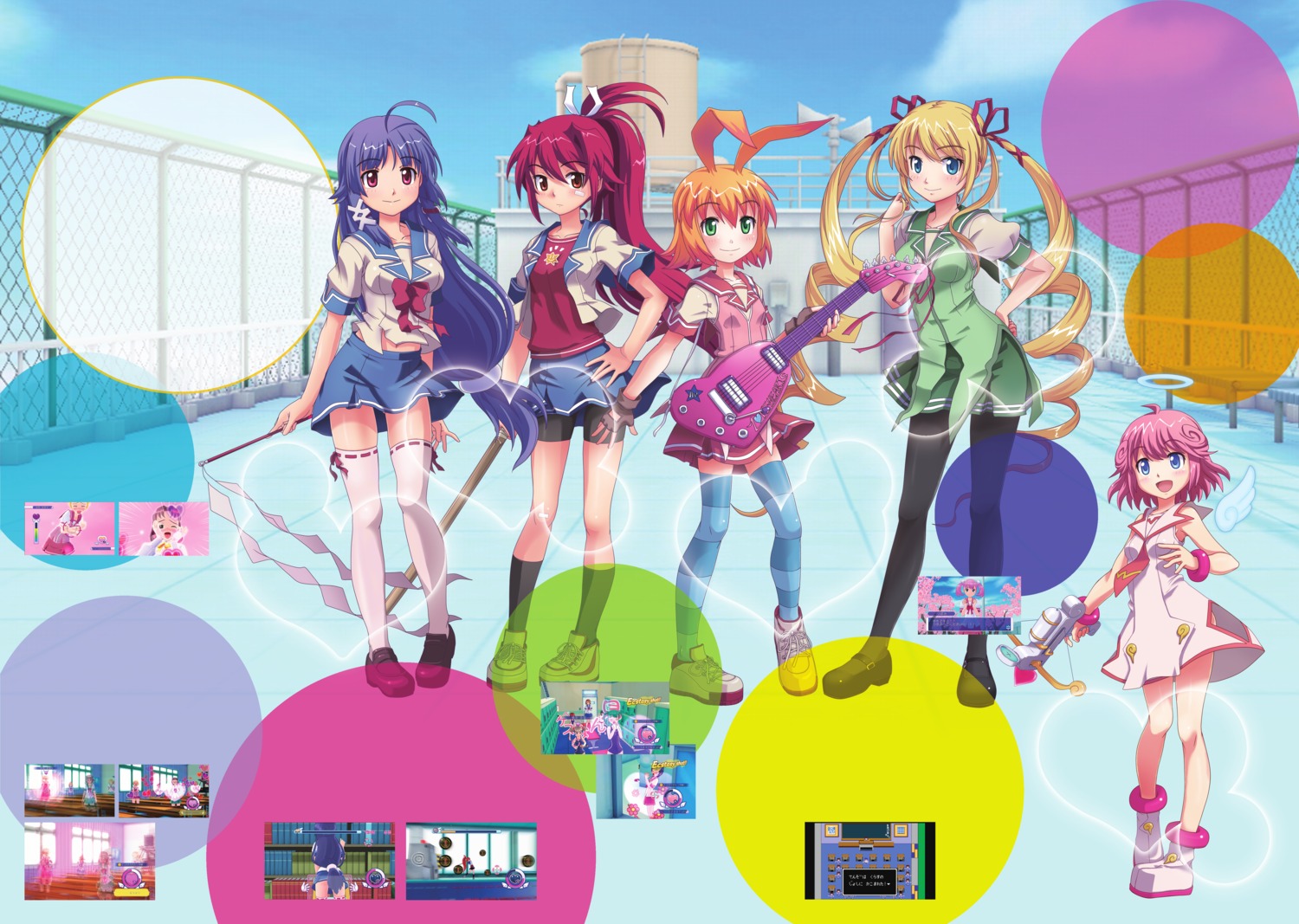 alchemist_(company), bike_shorts, galgun, guitar, seifuku, tagme, thighhighs