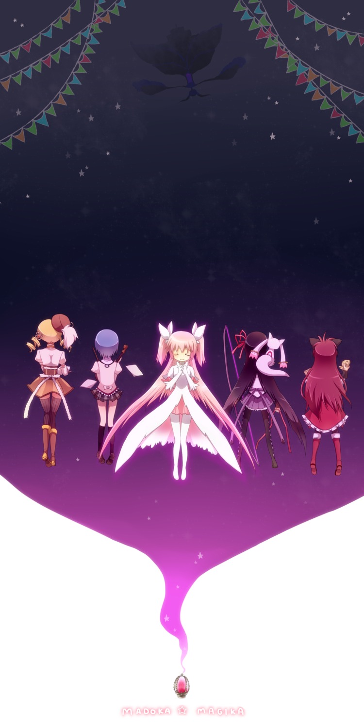 akemi_homura, kaname_madoka, kyubey, mahou_shoujo_madoka_magica, miki_sayaka, nono_(noxno), pantyhose, sakura_kyouko, thighhighs, tomoe_mami, ultimate_madoka, walpurgis_no_yoru