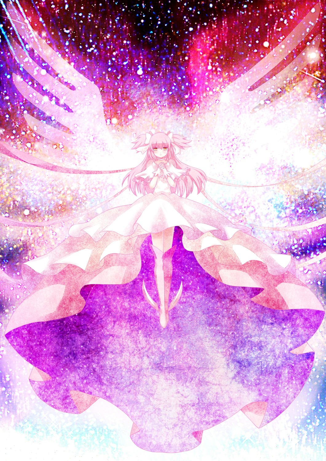 dress, kaname_madoka, mahou_shoujo_madoka_magica, thighhighs, ultimate_madoka, wings, zinczinc_ka