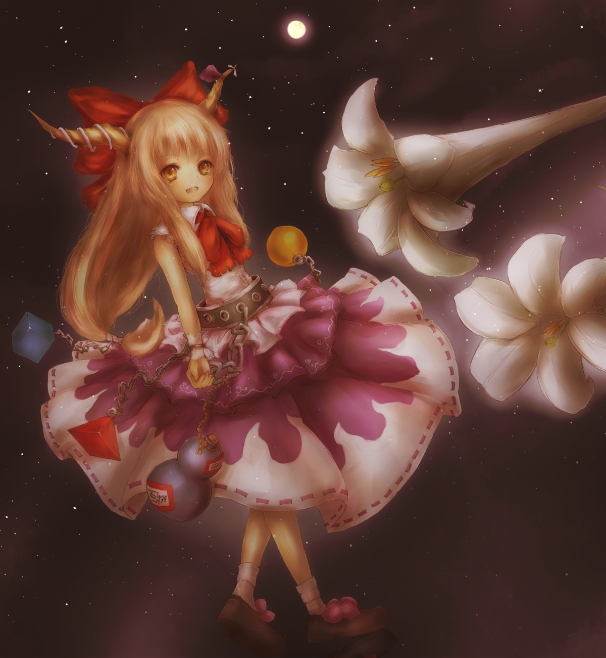 amanojaku, dress, horns, ibuki_suika, touhou