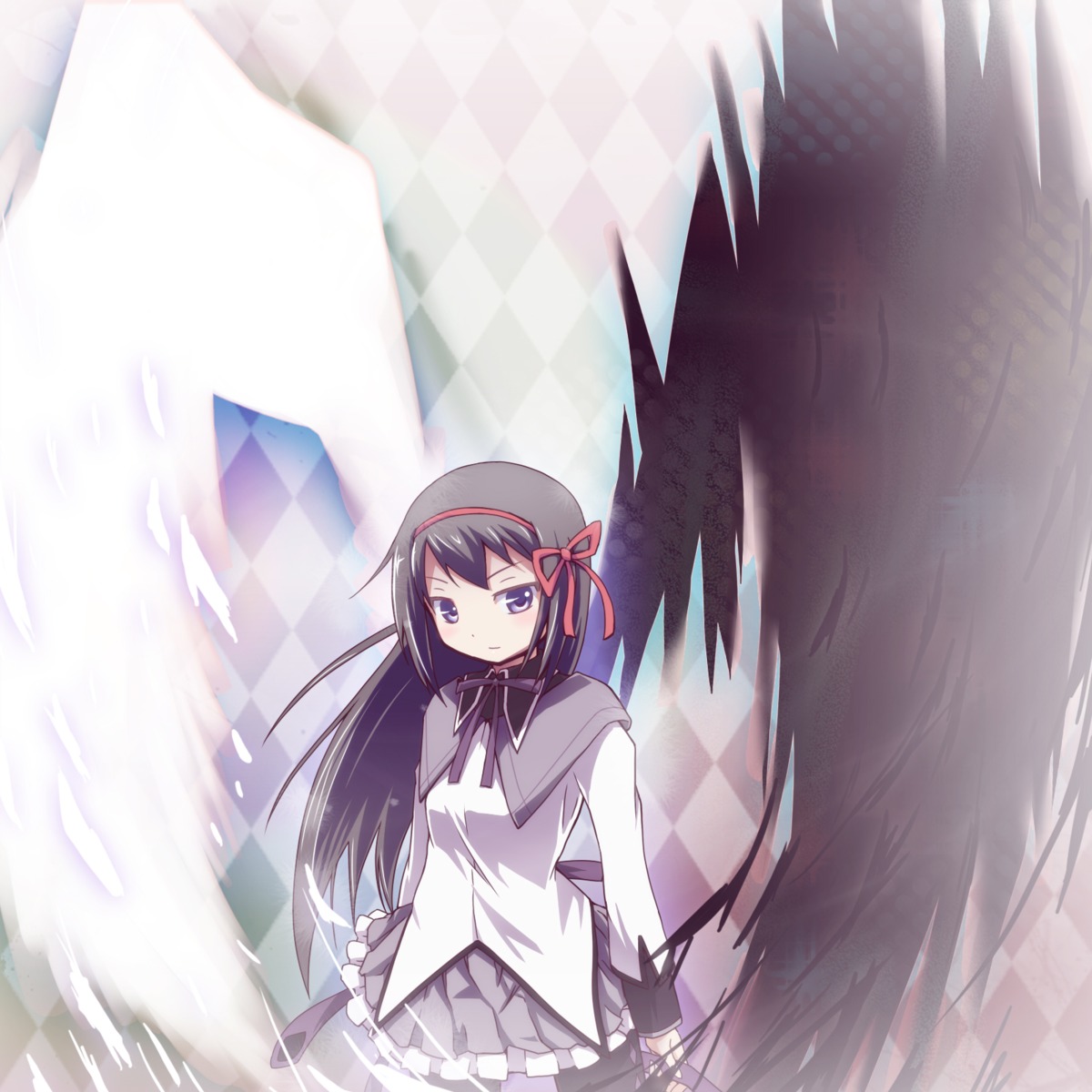 akemi_homura, mahou_shoujo_madoka_magica, tatami, wings