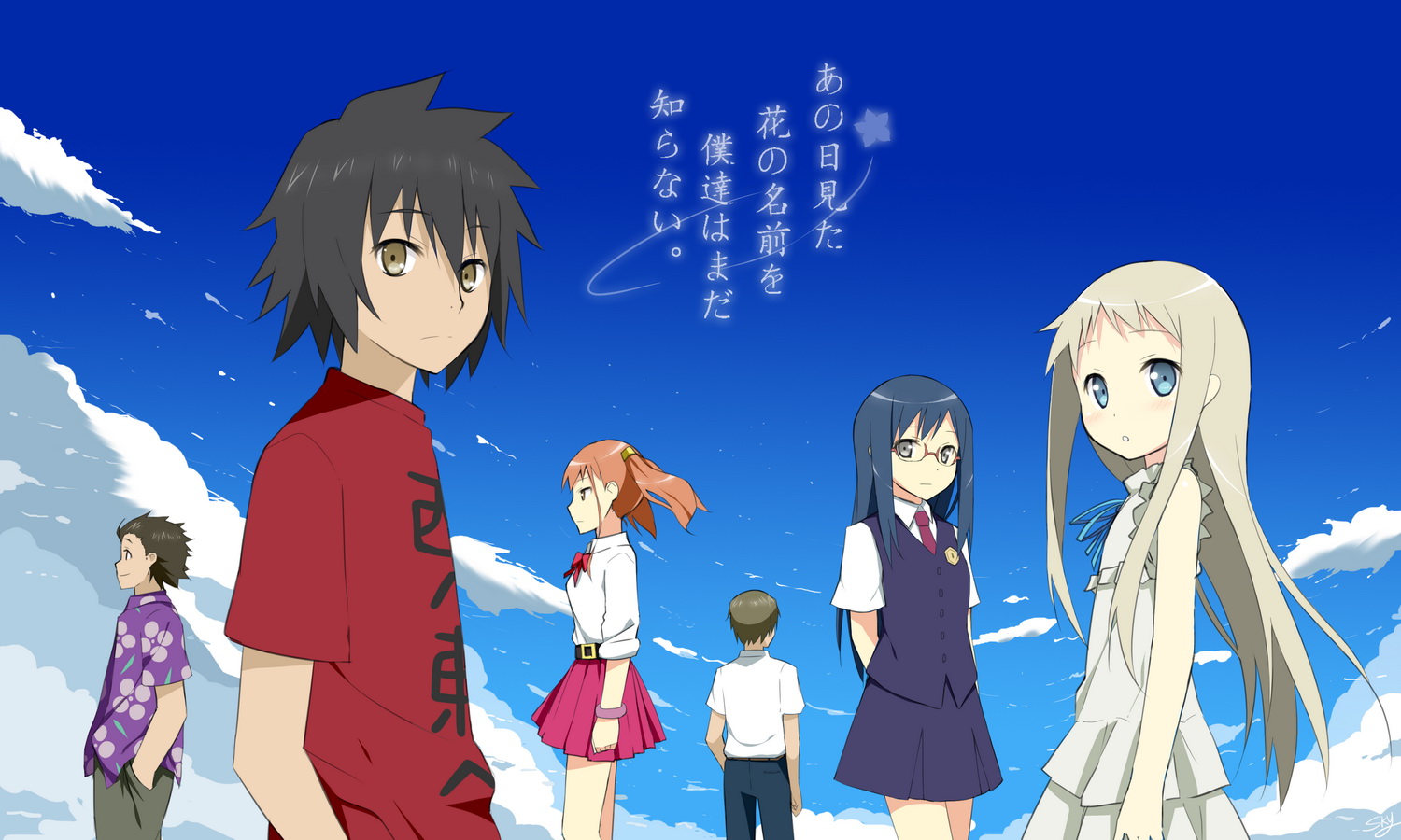 anjou_naruko, ano_hi_mita_hana_no_namae_wo_bokutachi_wa_mada_shiranai, dress, hisakawa_tetsudou, honma_meiko, matsuyuki_atsumu, megane, seifuku