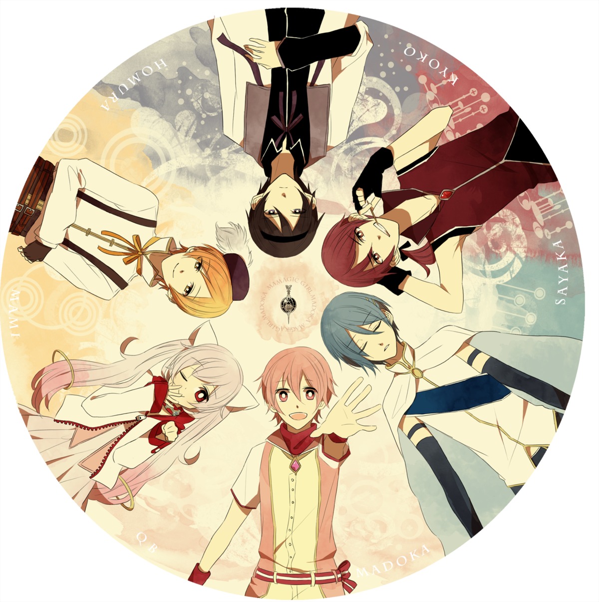 akemi_homura, animal_ears, anthropomorphization, genderswap, kaname_madoka, kyubey, mahou_shoujo_madoka_magica, miki_sayaka, sakura_kyouko, tomoe_mami, youichi