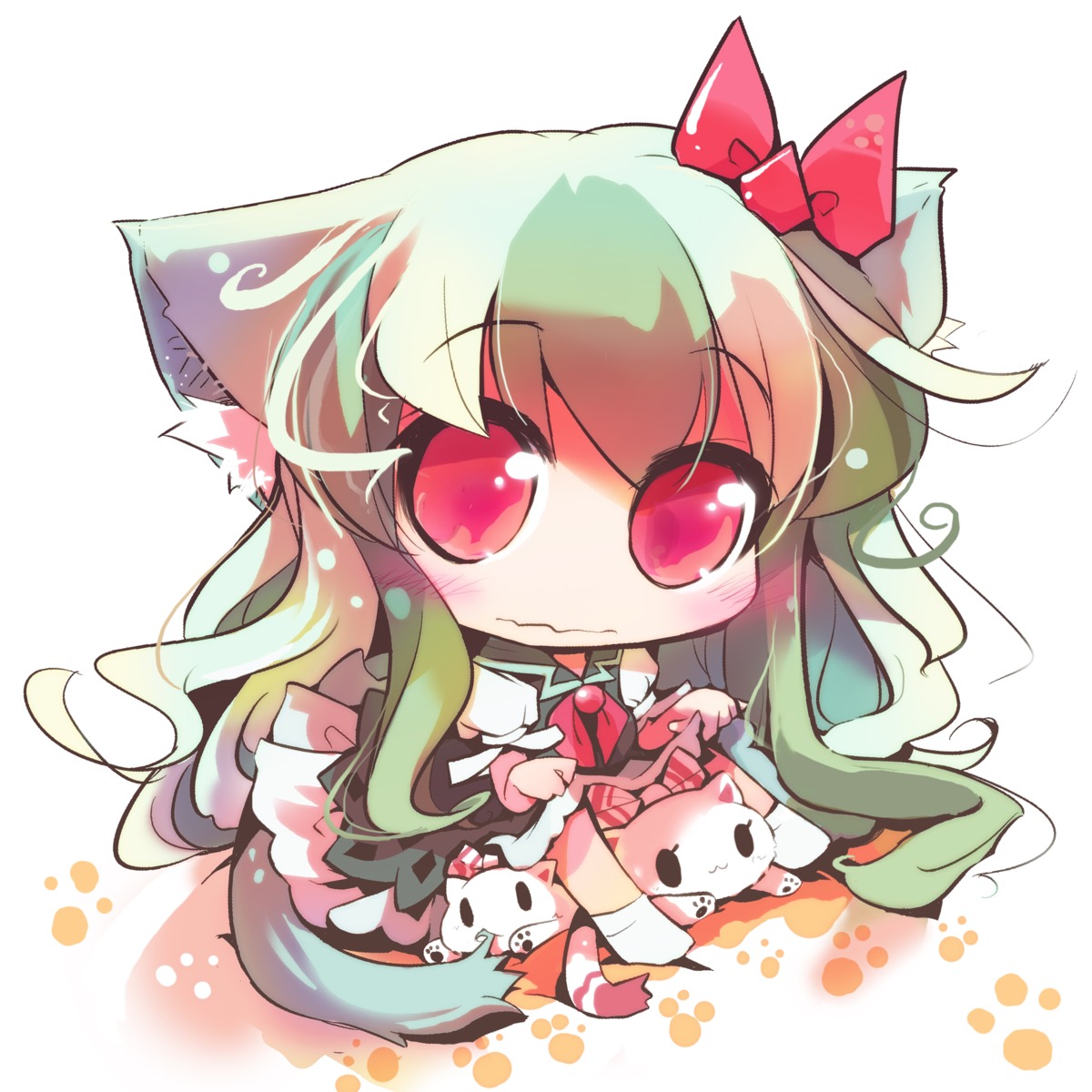 aliasing, animal_ears, chibi, ex_keine, kamishirasawa_keine, tail, touhou, usoneko