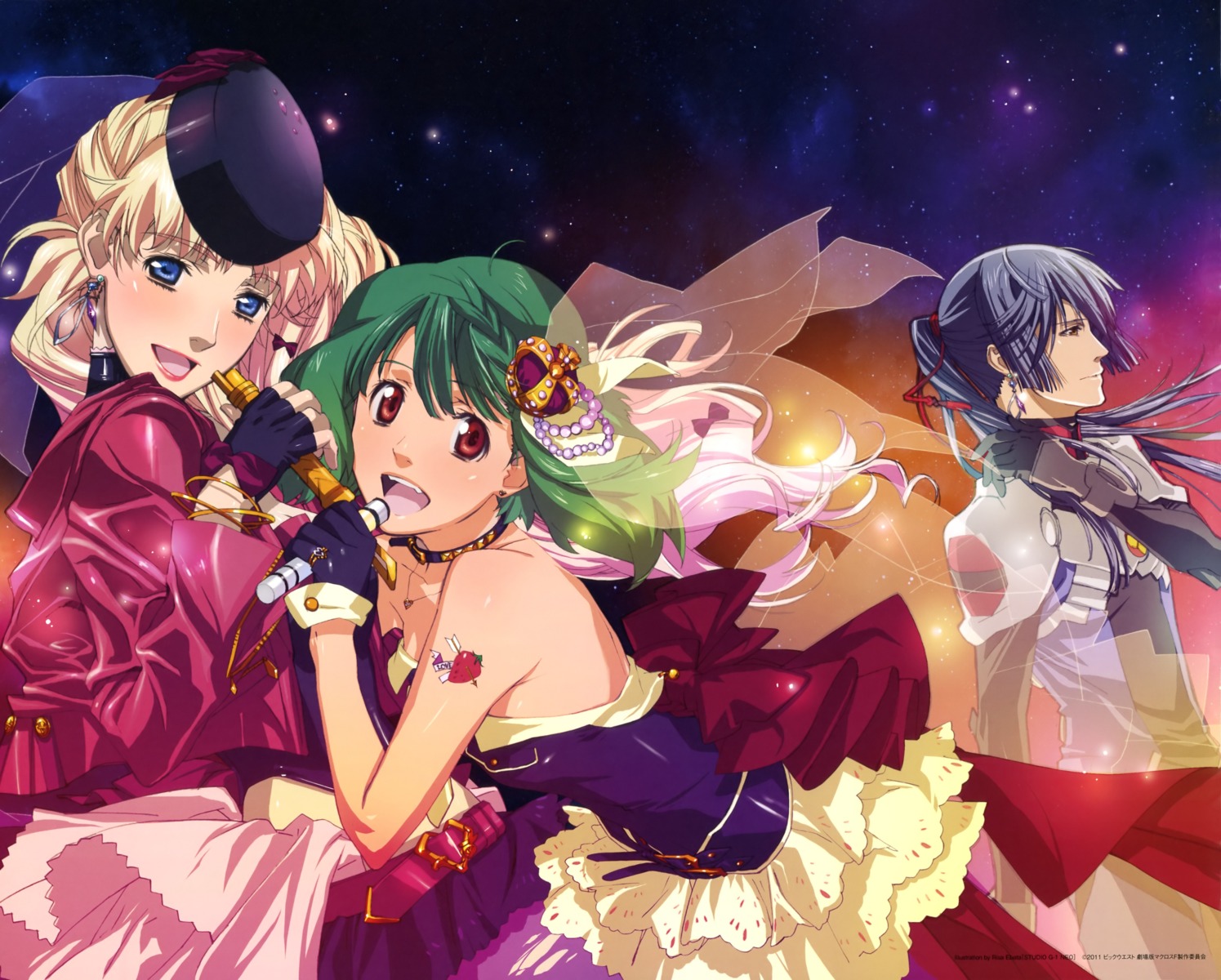 dress, macross, macross_frontier, ranka_lee, saotome_alto, sheryl_nome