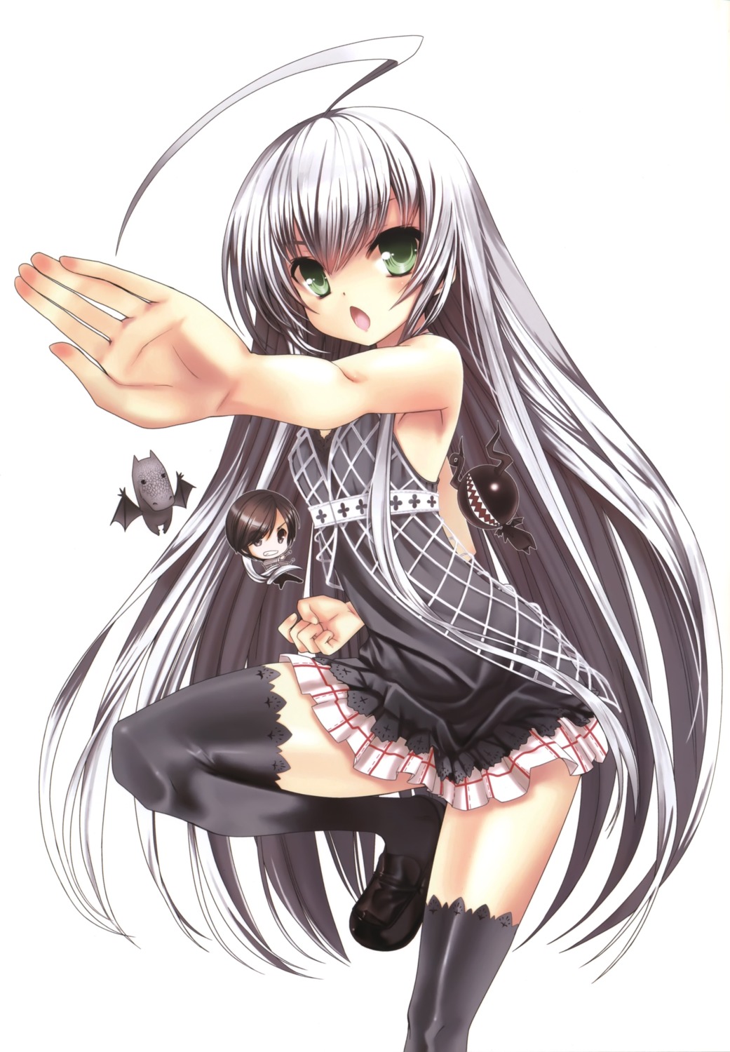 chibi, gothic_lolita, haiyore!_nyaruko-san, koin, lolita_fashion, monster, nyaruko, shantak-kun