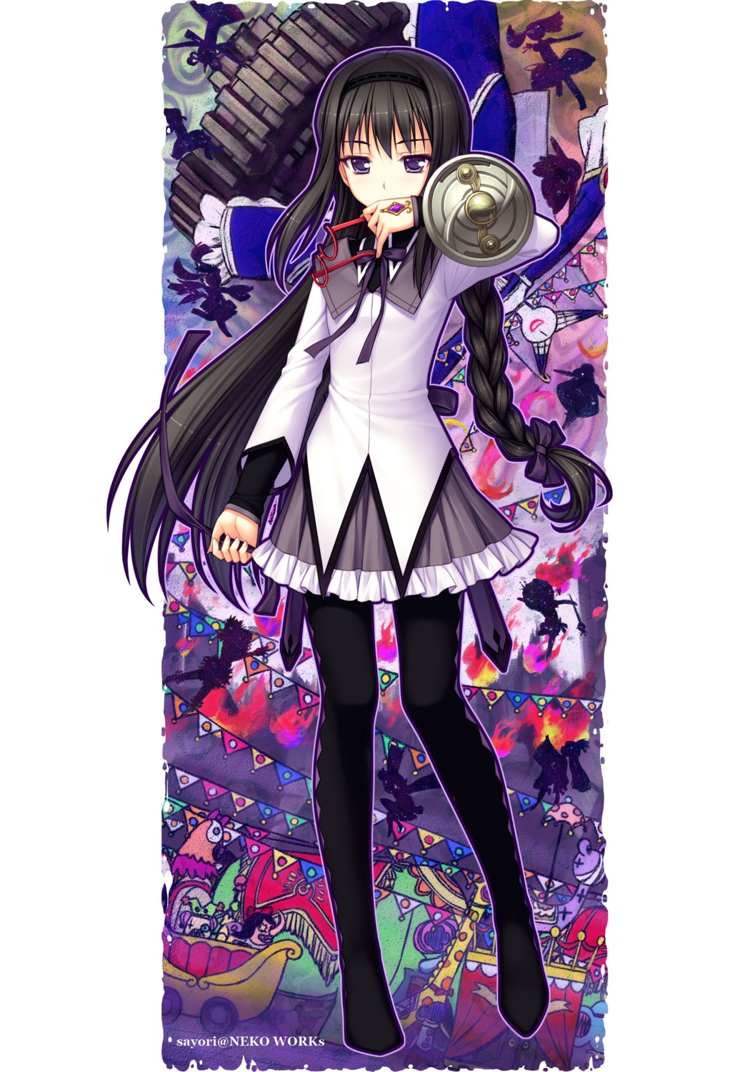 akemi_homura, mahou_shoujo_madoka_magica, neko_works, pantyhose, sayori, walpurgis_no_yoru