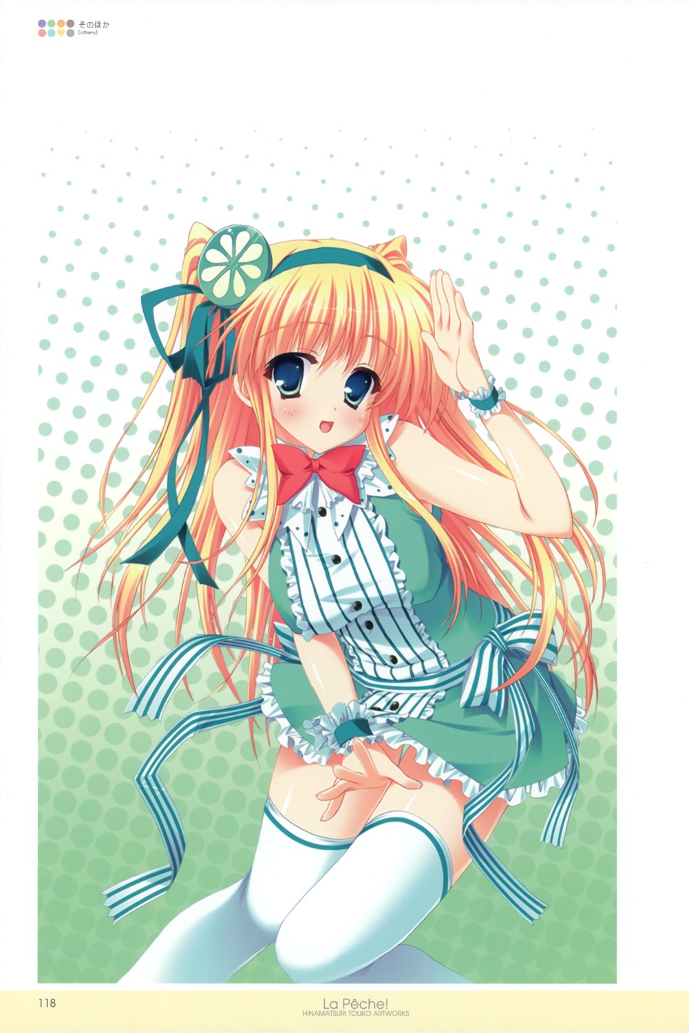 dress, hinamatsuri_touko, inadequate_print_resolution, thighhighs