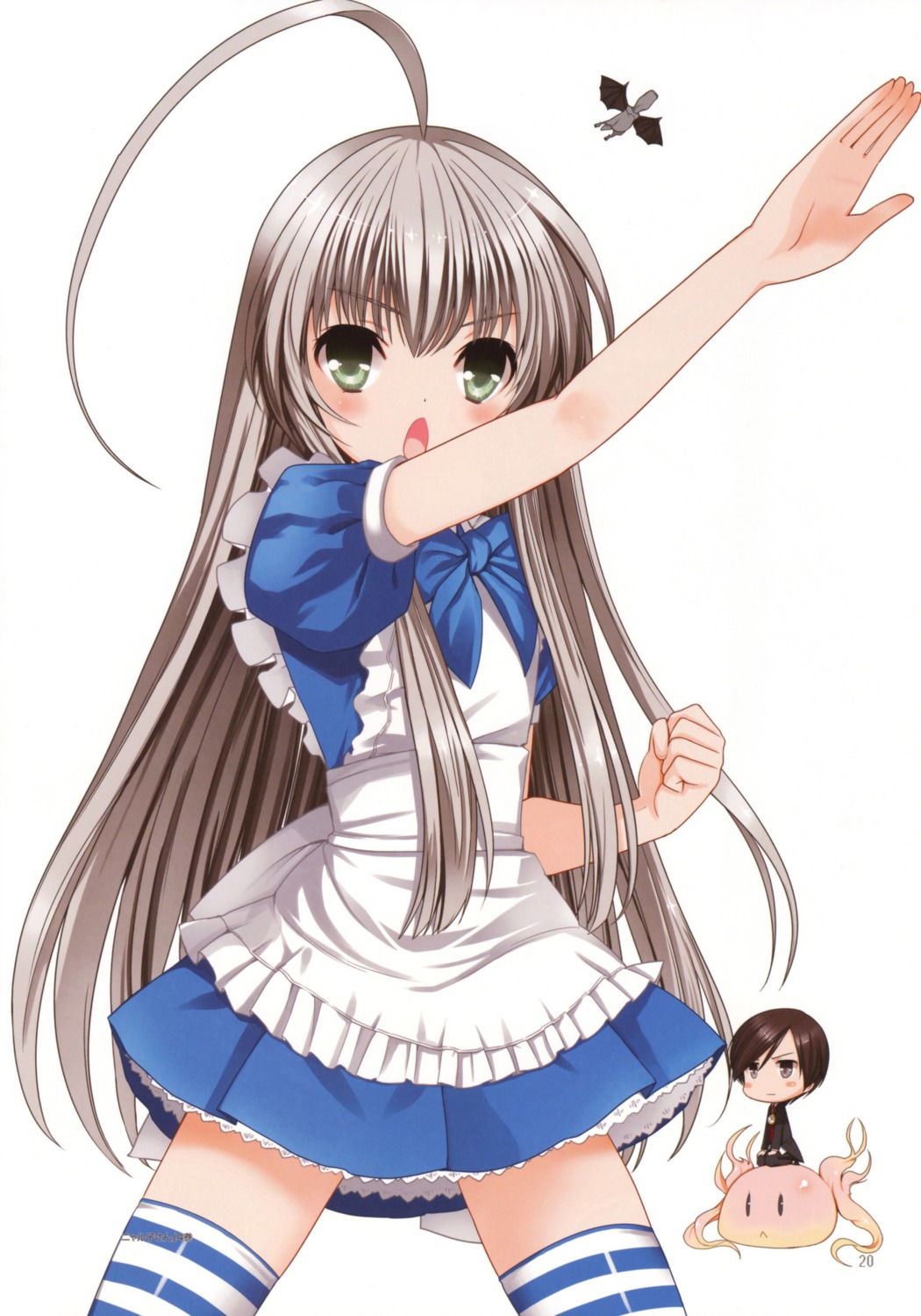 chibi, dress, haiyore!_nyaruko-san, koin, lolita_fashion, maid, nyaruko, shantak-kun