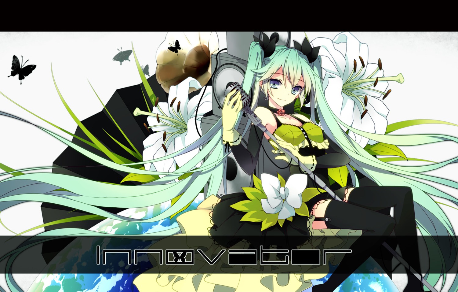 hatsune_miku, ponjiritsu, stockings, thighhighs, vocaloid, wallpaper