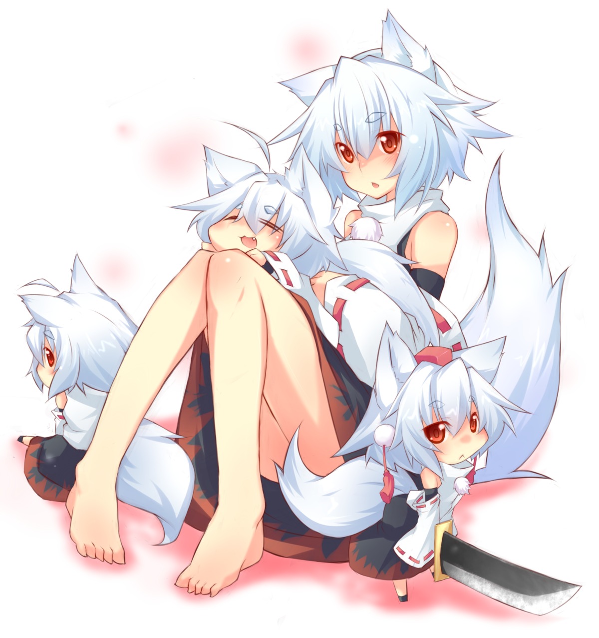 animal_ears, chibi, inubashiri_momiji, kazami_ryouya, sword, tail, touhou