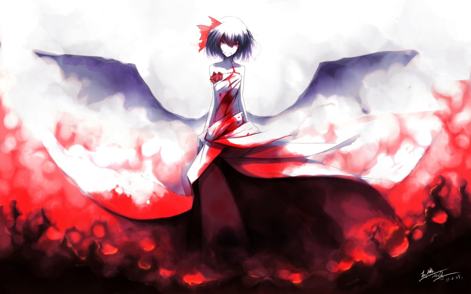 dress, remilia_scarlet, tan_(artist), touhou, wings