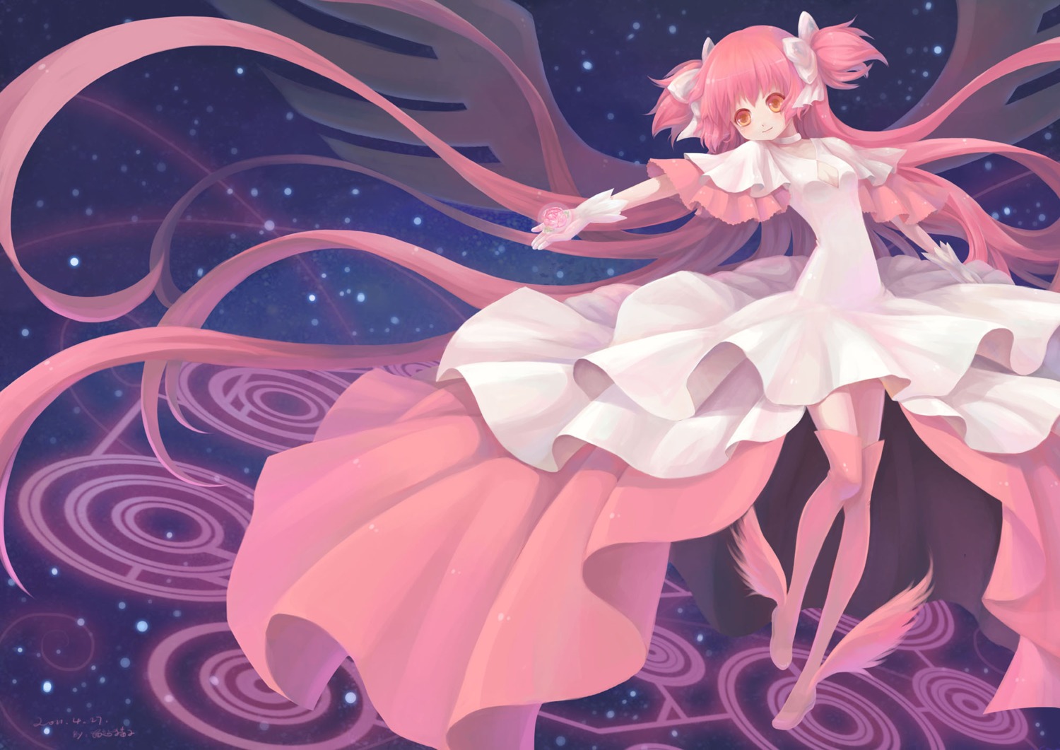 kaname_madoka, mahou_shoujo_madoka_magica, sanmi_tenten, thighhighs, ultimate_madoka