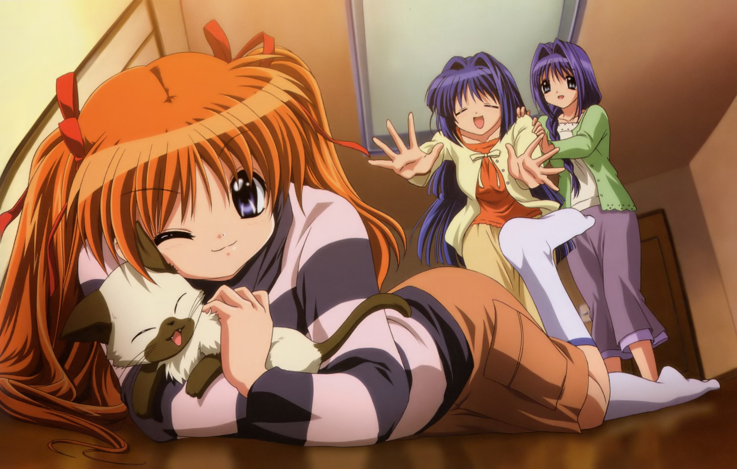 kanon, minase_akiko, minase_nayuki, neko, piro_(kanon), sawatari_makoto, scanning_artifacts