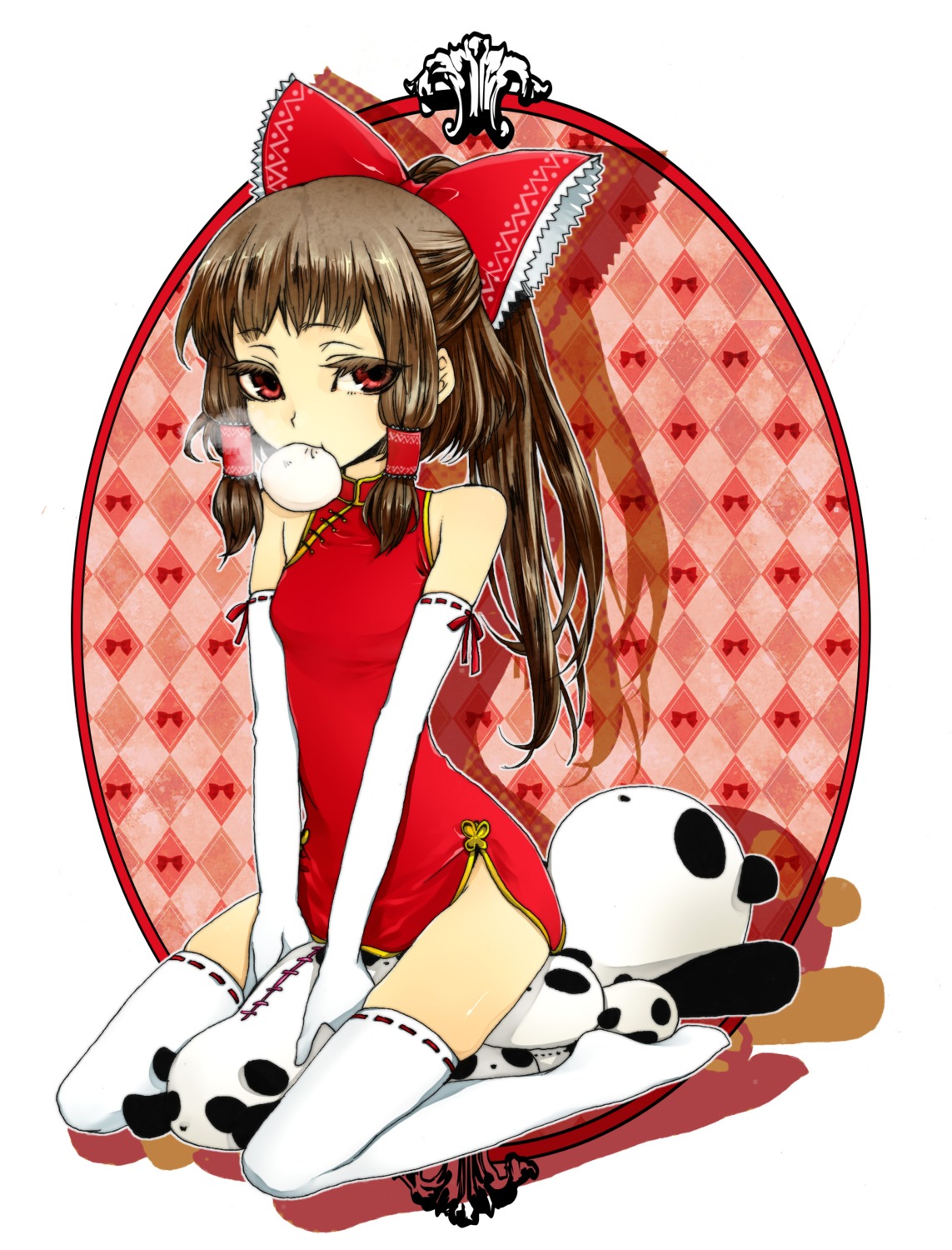 chinadress, hakurei_reimu, nico_(artist), nopan, thighhighs, touhou